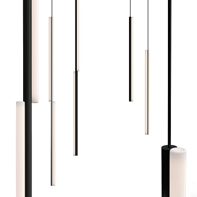 Modern Linear Chandelier With Sleek Black And White Design For Contemporary Interior 3d model