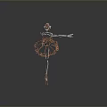 Children's Pink And Silver Wire Ballerina Sculpture In Elegant Pose With Tutu On Dark Background