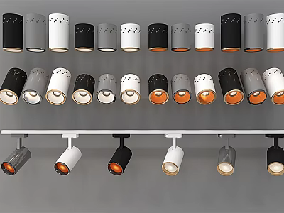 Modern Illuminated Downlights And Spotlights With Various Colors And Stylish Designs 3d model