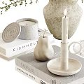 Decorative Tabletop Ornament Set with Vase Twigs Candle Glass and Books