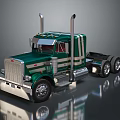 Green Military Truck With Dual Exhaust Pipes Striped Design And Chrome Details