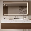 Sleek Modern Bathroom Vanity With Marble Countertop LED Mirror And Storage Cabinets