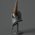 Medieval Style Metal Horned Helmet With Decorative Base And Armor Design Details