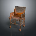 Antique Single Chair With Carved Wooden Legs And Distressed Finish Design