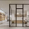Modern Cozy Shop Front Desk With Marble Counter Sofa Plants And Shelves