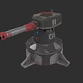 Mechanical Weapon Turret With Red Barrel Gray Body And Stable Base Design 3d model