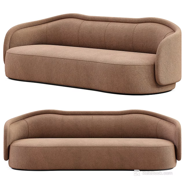 Brown Multi Seater Sofas With Different Designs 3d model 