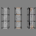 Structural Pillars Surrounded By Metal Frames Showing Gray Orange And Rustic Finishes