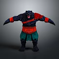 Bear Warrior Character With Red Green Armored Attire And Fierce Open Arms Stance