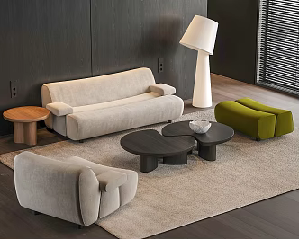 Poliform ERNEST sofa coffee table combination bamboo sofa floor lamp 3d model