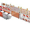 Safety Road Facilities with Orange White Barriers and Road Closed Sign for Construction Zones