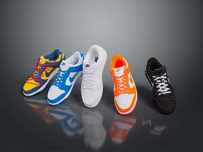 Stylish Colorful Sneakers Collection With Various Colors And Different Styles On 3d model