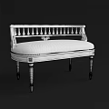 Classic Sofa Bench With Carved Metal Frame And Light Colored Upholstery