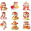 Year of the Snake Mascot Snake Baby 2025 Year of the Snake Element Cartoon Snake New Year Snake Pattern National Tide Year of the Snake Silhouette Snake Element New Chinese Art Dress 3d model