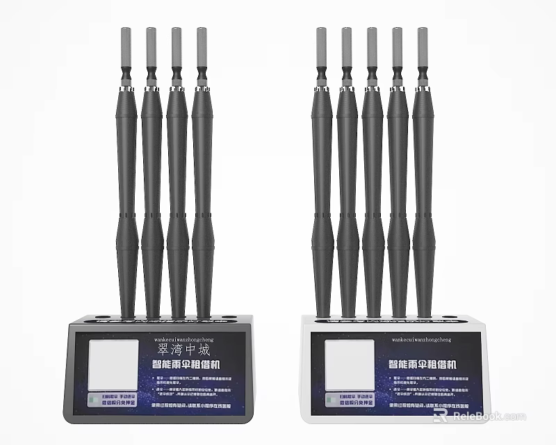 Modern Decorative Ornament Set With Black Antenna Like Structures And Base Labels 3d model 