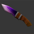 Stylish Fantasy Knife With Purple Pink Gradient Blade Wooden Handle And Silver Accents