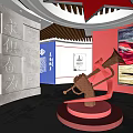Cultural Center With Red Horn Sculpture And Inspirational Inscriptions In Modern Hall
