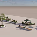 Outdoor Leisure Space Design With Pergola Seating Trees And Greenery Elements 3d model