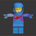 Blue Lego Astronaut In Blue Spacesuit With Pink Planet Graphic Yellow Face And Outstretched Hands