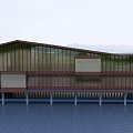 Modern Building Exterior Design With Glass Facade Panel And Terrace In Natural Landscape