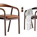Modern Solid Wood Dining Chair With Black Leather Padded Seat And Stylish Patterned Fabric