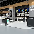 Modern Trendy Mobile Phone Accessories Store With Display Shelves And Product Cases 3d model