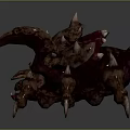 3D Rendered Fantasy Monster Creature With Spiked Body Purple Brown Color And Multiple Legs