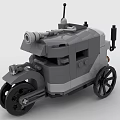 Building Blocks Armored Vehicle Model With Gun Turret Antenna And Wheels