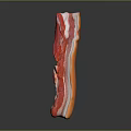 Fresh Raw Bacon with Red and White Marbled Texture on Black Background