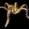 Mysterious Alien Creature With Multiple Spiked Tentacles And Glowing Yellow Lights 3d model