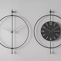 Two Black Minimalist Wall Clocks One With Numbers And Simple Hands Light Wall Background 3d model