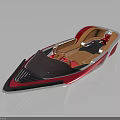 Sleek Modern Watercraft With Red Black Exterior Transparent Windshield And Brown Seats