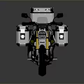 Adventure Motorcycle With Black Frame Silver Storage Cases And Red Spoked Wheels Design