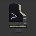 Modern Black Grand Piano With Stool And Electronic Control Panel 3d model