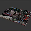 MSI Computer Motherboard With Red Black Color Heatsinks And Ports Circuit Design