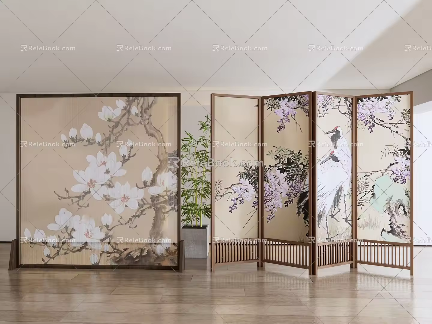 New Chinese Style Screen Zen Landscape Painting Partition Screen 3d model