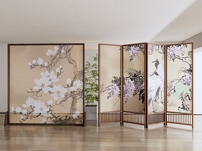 New Chinese Style Screen Zen Landscape Painting Partition Screen 3d model