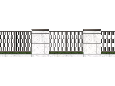 Modern Scenic Feature Wall Design With Grille Patterns And Stone Panels 3d model