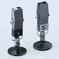 Dual Headphone Speakers With Black Base Silver Stand And Mesh Design 3d model