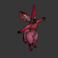 Pink Game and Movie Character With Large Ears And Outstretched Arms
