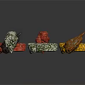 Natural Wood and Stone Decorative Pieces with Various Colors and Textures