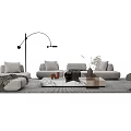 Modern Sofa Coffee Table Set With Area Rug Floor Lamp And Throw Pillows 3d model