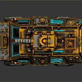 Vintage Armored Military Vehicle With Gold Blue Details And Mechanical Top Gear