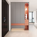 Modern Luxury Shoe Cabinet Design With Storage Lighting And Decorative Figurines