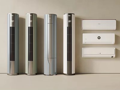 Sleek Modern Upright And Wall Mounted Air Conditioners Fans With Stylish Design 3d model