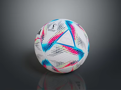 Colorful Soccer Ball Design With Blue Pink Stripes And White Surface 3d model
