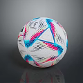 Colorful Soccer Ball Design With Blue Pink Stripes And White Surface