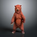 Standing Brown Bear 3D Model With Upright Posture On Gray Background 3d model