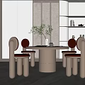 Nordic Dining Table and Chair Combination Round Dining Table and Chair Combination 3d model