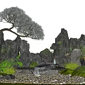 New Chinese Courtyard rockery stone landscape stone landscape modeling tree 3d model